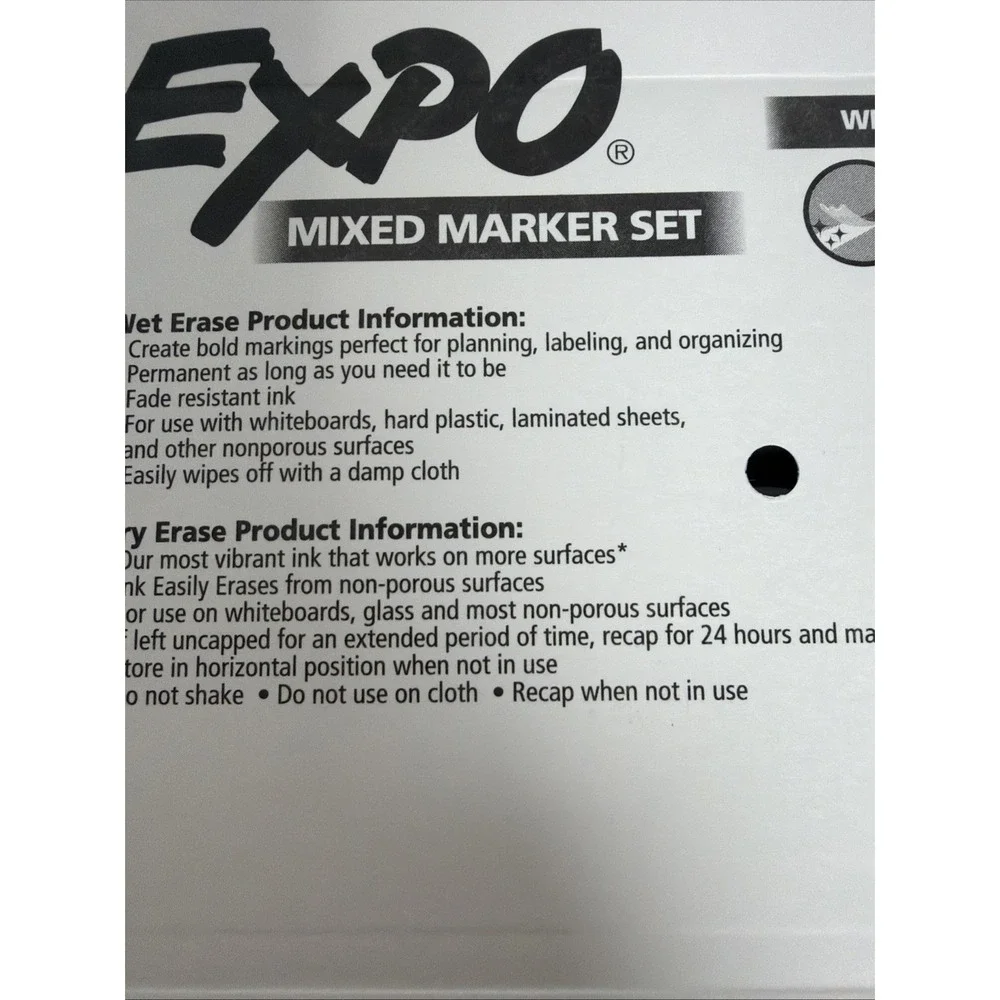 EXPO‎ 4 Count Mixed Marker Set Blue Wet & Dry Erase Fine Tip New